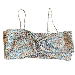 Zara Blue and Green Floral Crop Top